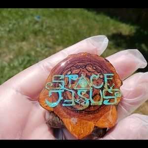 Space Jesus pinecone pendant